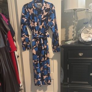 Boden Floral Blue and Pink Women's Dress with pockets